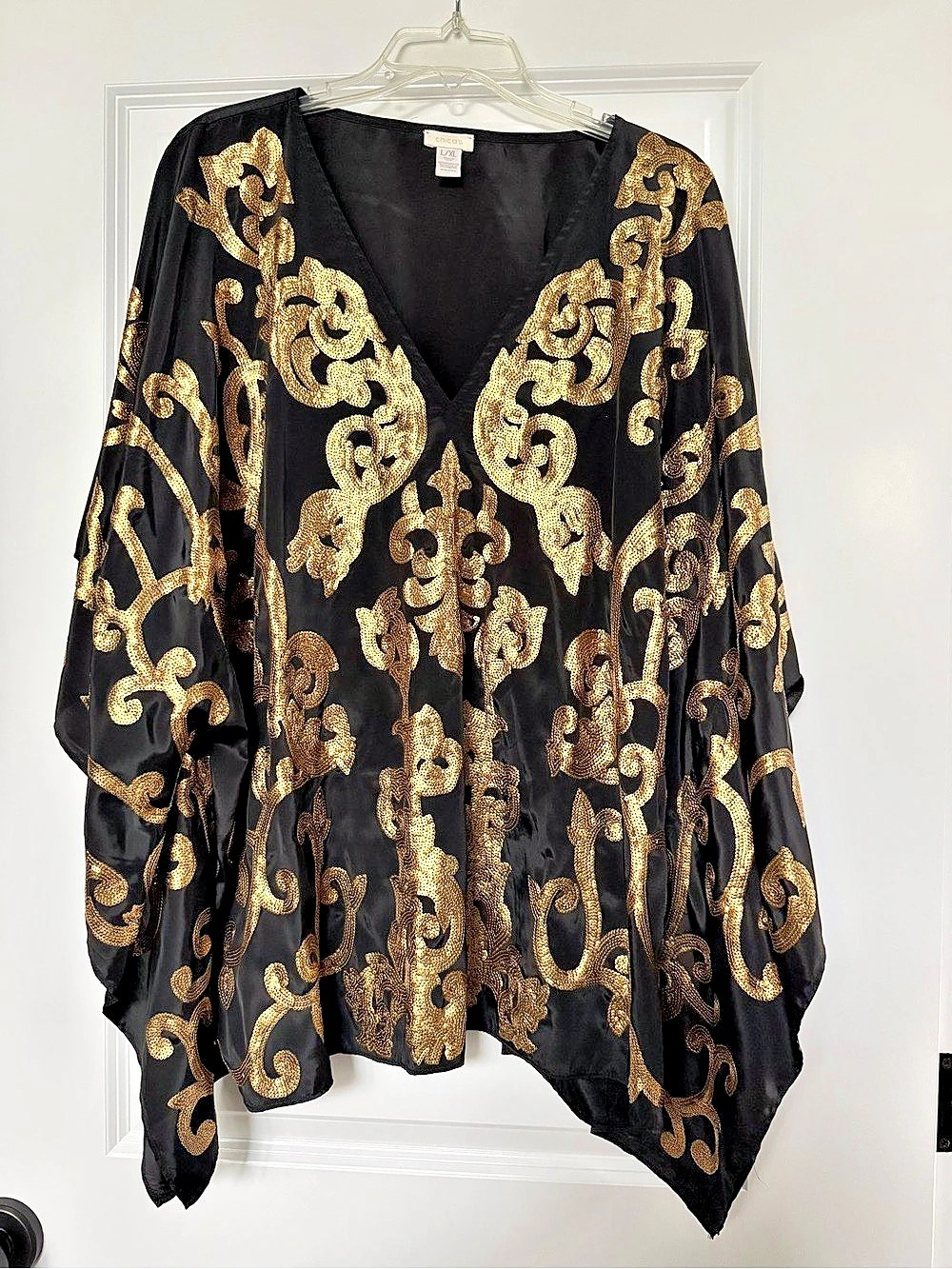 Chico's Black & Gold Embellished Tunic Size Large/XL